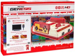 Игровая приставка Retro Genesis 8 Bit HD + 300 игр (белый/красный)