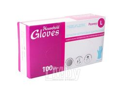 Перчатки Household Gloves KN003B, нитриловые текстурированные на пальцах, голубые, L 500/50 Household 5405260B