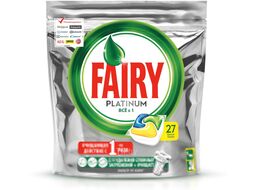 Капсулы для посудомоечных машин Fairy Platinum All in One Лимон (27шт)