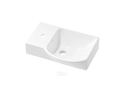 Настенная или накладная раковина Wellsee WC Area 151808000 (45*32 см, полукгрулая, с отверстием под смеситель (слева), глянцевый белый)