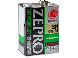 Масло моторное IDEMITSU ZEPRO ECOMEDALIST SN/GF-5 0W-20 4L Синтетическое API SN ILSAC GF-5 IDEMITSU 4253041