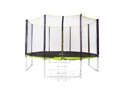 Батут Fitness Trampoline EG/12-4 GREEN 12ft Extreme (4 опоры) с защитной сеткой и лестницей (зелён.)