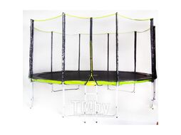 Батут Fitness Trampoline EG/15-5 GREEN 15ft Extreme (5 опор) с защитной сеткой и лестницей (зелён.)