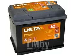 Аккумуляторная батарея 62Ah DETA POWER 12 V 62 AH 540 A ETN 0(R+) B13 242x175x190mm 15.6kg DETA DB620