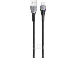 Кабель USB2.0 AM - Type-C USAMS U77 3A With Colorful Light 1.2м черный SJ542USB01