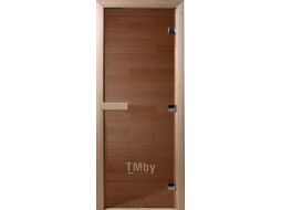 Стеклянная дверь для бани/сауны Doorwood Теплый день 200x70 (бронза, коробка листва)