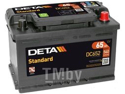 Аккумуляторная батарея 65Ah DETA STANDARD 12 V 65 AH 540 A ETN 0(R+) B13 278x175x175mm 16.8kg DETA DC652