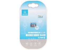 Карта памяти MicroSDHC 16GB Class 10 USAMS US-ZB093 блистер, синий ZB93TF01