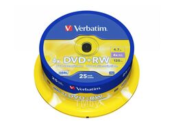 Оптический диск DVD+RW 4.7Gb 4x Verbatim DLP Silver по 25 шт. CakeBox 043489 EOL