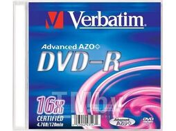 Оптический диск DVD-R 4.7Gb 16x Verbatim Matt Silver SlimCase 043547