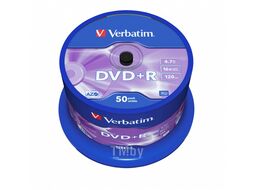 Оптический диск DVD+R 4.7Gb 16x Verbatim DLP Matt Silver по 50 шт. CakeBox 043550