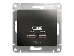 USB розетка A+A,5В/2,1 А, 2х5В/1,05 А, механизм, АНТРАЦИТ GLOSSA Schneider Electric GSL000733