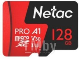 Карта памяти MicroSDXC 128GB V30/A1/C10 Netac P500 Extreme Pro с адаптером