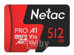 Карта памяти MicroSDXC 512GB V30/A1/C10 Netac P500 Extreme Pro с адаптером