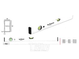Уровень 1000 мм 2 глаз. брусковый, белый, с линейкой P05 SLOWIK (быт.) (Нанесена линейка! 540 гр/м 0.50 мм/м)