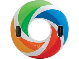 Надувной круг для плавания с ручками Color Whirl, 122 см, INTEX (от 9 лет)