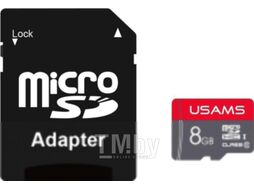 Карта памяти MicroSDHC 8GB Class 6 USAMS US-ZB116 High Speed +Адаптер, красный ZB116TF01