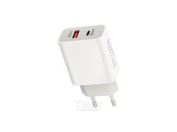 Сетевое зарядное устройство USB-A+USB-C адаптер, 18W белое REXANT 18-2216