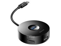 Концентратор Baseus Type-C to USB3.0*1 + USB2.0*3 25cм черный CAHUB-G01