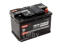 Аккумулятор PATRON EFB Start&Stop 12V 70AH 720A ETN 0(R+) B13 278x175x190mm 18,3kg PATRON PB70-720EFB