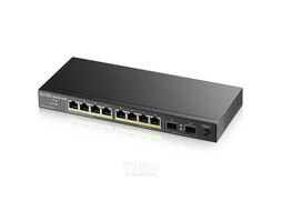 Коммутатор PoE+ Smart L2 Zyxel GS1900-10HP, 8xGE PoE+, 2xSFP, настольный, бесшумный, бюджет PoE 77 Вт