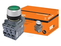 Кнопка MP1-21G(LED) в сборе d22мм/220В 1з+1р зеленая TDM SQ0747-0014