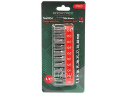 Набор бит TORX 10пр. 1/4" (T 7,8,9,10,15,20,25,27,30,40-25мм),в блистере Rock FORCE RF-21022