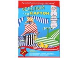 Картон цветной двухсторонний с рисунком А4 6л. 6цв. "Полоски" Апплика С0151-01