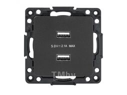 Механизм розетки USB Стокгольм 2-местной 2,1А EKF PROxima, черный EZR16-028-10-2USB