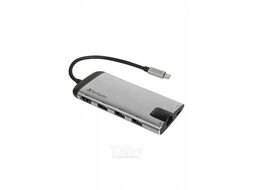 Док-станция Verbatim USB-C to 3*USB 3.0 A, HDMI 4K 30Гц, Gigabit Ethernet, SD, microSD, арт.49142