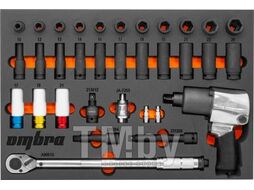 Набор с гайковертом, динамометрическим ключом и ударными головками в EVA ложементе 560х375 мм, 33 предмета Ombra OMT33STE