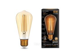 Лампа светодиодная филаментная Filament 8Вт 2400 тепл. бел. E27 740лм ST64 golden GAUSS 157802008