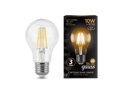 Лампа светодиодная филаментная Filament 10Вт A60 2700К тепл. бел. E27 930лм GAUSS 102802110