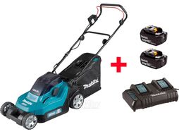 Газонокосилка аккумуляторная MAKITA DLM 382 CM2 (18.0 В, 2 акк., 4.0 А/ч, Li-Ion, шир. 380 мм, выс. 25-75 мм, пластм. корпус, травосборник 40)