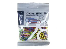 Скрепки 28мм цветные 100шт/уп (в пакете) Globus С28-100П Пл