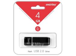 Карта памяти USB (флэш-накопитель) 4Gb Quartz series Black USB 2.0 Flash Drive с колпачком SmartBuy SB4GBQZ-K