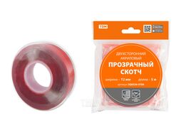 Двухсторонний акриловый прозрачный скотч ширина 12 мм длина 5 м TDM SQ0526-0706