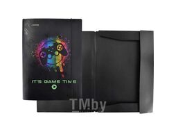 Папка А4 на резинке "Its Game Time" 320x235 мм, 400 мкм, 3 клапана,тиснение голограф. радужн. фоль, deVente 3070203