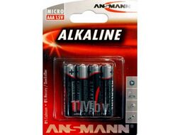 Батарейка Alkaline-red-1.5V-AAA-BL4 блистер (LR03) ANSMANN 5015553