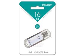 Карта памяти USB (флэш-накопитель) 16Gb V-Cut Silver USB 2.0 Flash с колпачком (металл. корпус) SmartBuy SB16GBVC-S