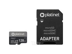 Карта памяти PLATINET microSDXC SECURE DIGITAL + ADAPTER SD 128GB class10 UIII A1 90MB/s [PMMSDX128UIII]