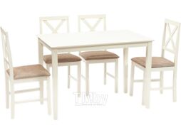 Обеденная группа Tetchair Hudson Dining Set эконом (дерево гевея/Ivory White)