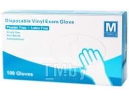 Перчатки одноразовые Vinyl Gloves Exam Clear (M, 100шт)