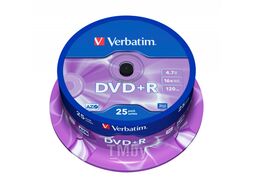 Оптический диск DVD+R 4.7Gb 16x Verbatim DLP Matt Silver по 10 шт. CakeBox 043498