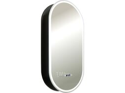 Шкаф с зеркалом для ванной Silver Mirrors Soho-Black 500x1000 / LED-00002612 (с часам, подогревом)