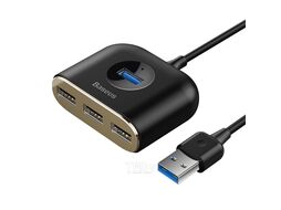 Хаб Baseus Square Round 4 in 1 USB HUB Adapter (USB3.0 TO USB3.0*1+USB2.0*3) 1m Black (CAHUB-AY01)