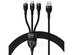 Кабель Baseus Flash Series II One-for-three Fast Charging Data Cable USB to M+L+C 100W 1.2m Black (CASS030001)