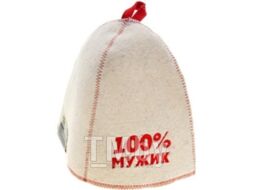 Шапка для бани Главбаня 100% мужик / Б40307 (белый)