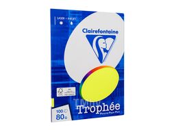 Бумага цветная A4, 80г/м, 100 л. "Trophee" оранжевый неон Clairefontaine 4129/FLUO orange