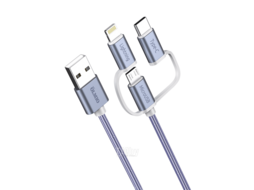 Кабель USB 2.0-3 -в-1, microUSB/lightning/typeC, текстильная оплетка, передача данных/зарядка, 1.2м Olmio PR038896